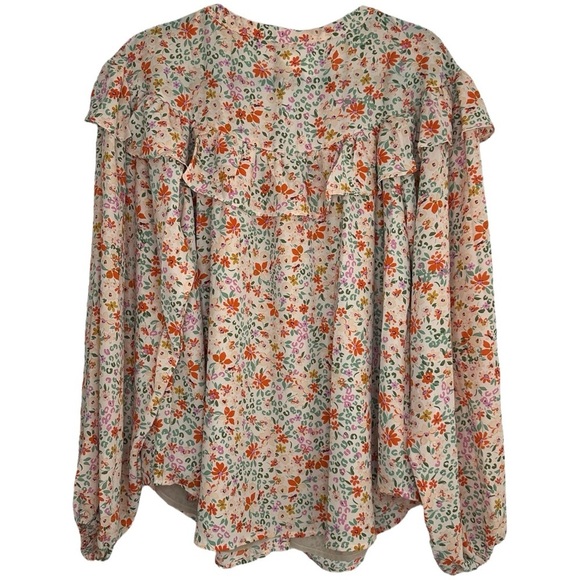 Heyson Peach Floral Button Down Long Sleeve Blouse Size Medium NWT - Picture 5 of 10